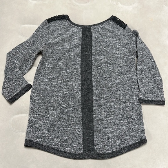 Charming Charlie grey with black pullover sweater, Cotton lace trim, size M - Picture 3 of 10